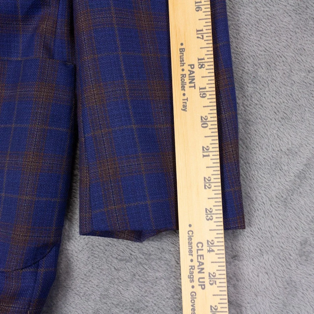 Tiglio Luxe Modern Fit Blazer Mens 52R Blue Plaid Wool Paisley Lining Biella